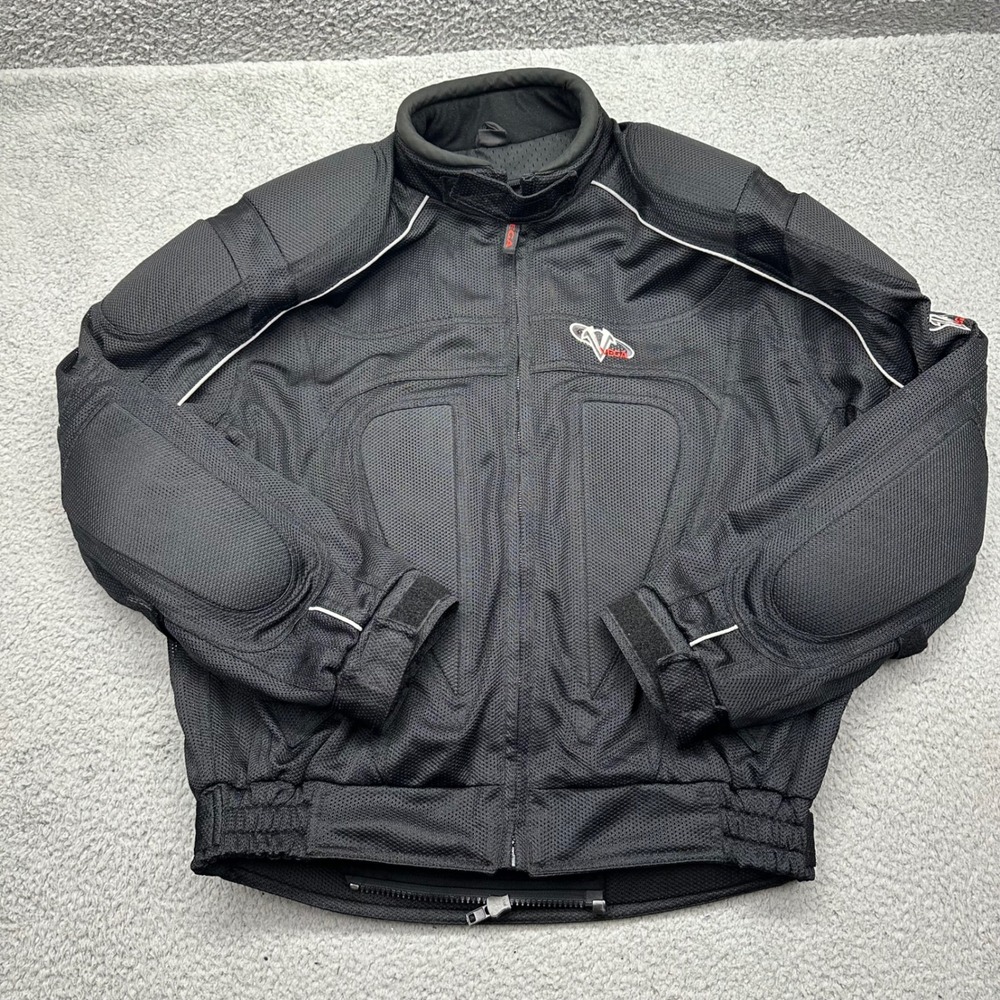 Vega Technical Gear Mens Medium Dura Guard Black Mesh Lined Motorcycle Jacket